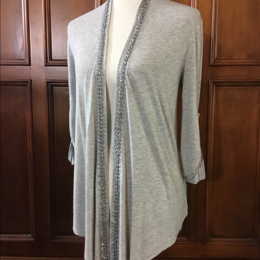 Awake Couture Cardigan Lace And Beaded, Solid Gray